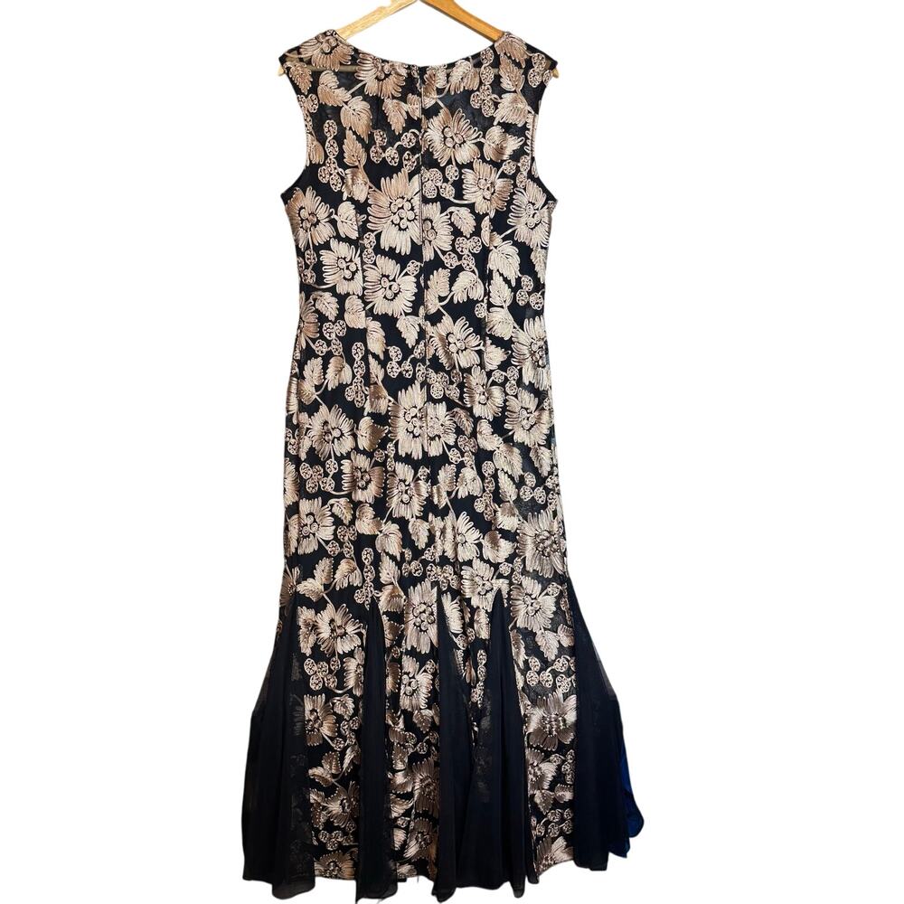Alex Evenings Black and Gold Lace Maxi Dress - Picture 4 of 15